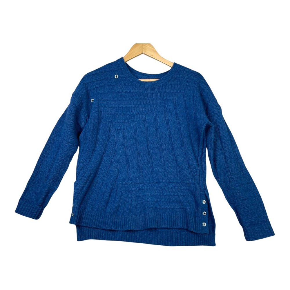 Zadig Voltaire Women Sweater Sz S Alpaca Blend Wool Crew Neck Blue Knitted Strip